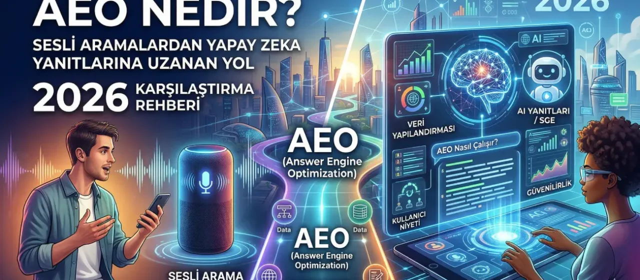 AEO (Answer Engine Optimization) Nedir? Sesli Aramalardan Yapay Zeka Yanıtlarına Uzanan Yol: 2026 Karşılaştırma Rehberi