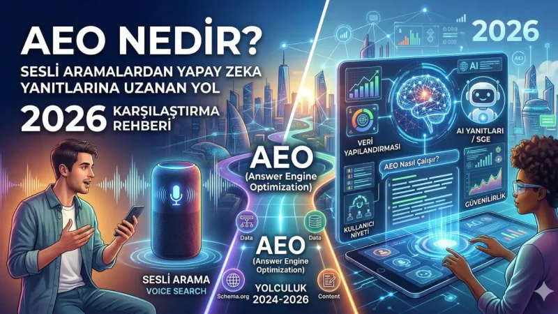 AEO (Answer Engine Optimization) Nedir? Sesli Aramalardan Yapay Zeka Yanıtlarına Uzanan Yol: 2026 Karşılaştırma Rehberi